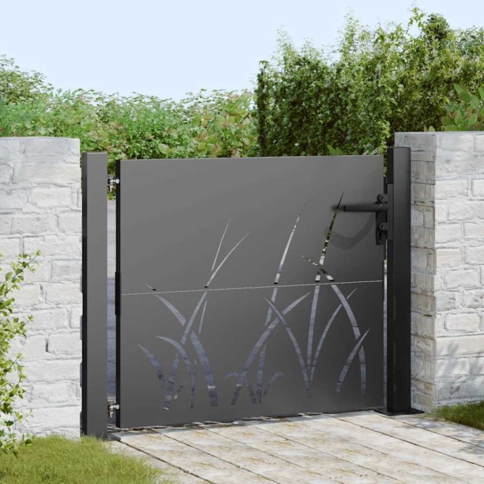 vidaXL Poartă de grădină Negru 105 x 100 cm Oțel vopsit &icirc;n pulbere
