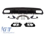 Difuzor tip A45 cu capete negre potrivit pentru bara spate A Design pe Mercedes Clasa A W176 2013-2015, lac negru Performance AutoTuning