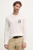 Armani Exchange pulover de lana barbati, culoarea bej, light