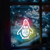 Decorațiuni de Crăciun cu LED-uri RGB - autoadezive - pinguin