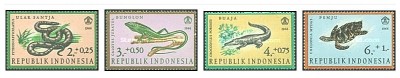 Indonesia 1966 - Fauna, reptile, serie neuzata foto