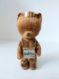 Ursulet vintage plush mohair cu colier la gat Budapesta, 15cm, vintage, vechi