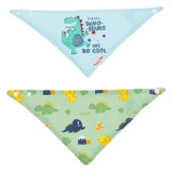 Set Bavete Esarfa, Dinozauri, Bumbac, Bleu și Verde, 2 Bucăți