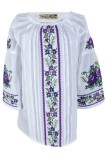 Bluza tip ie dama R24, alb/mov , marimea XL