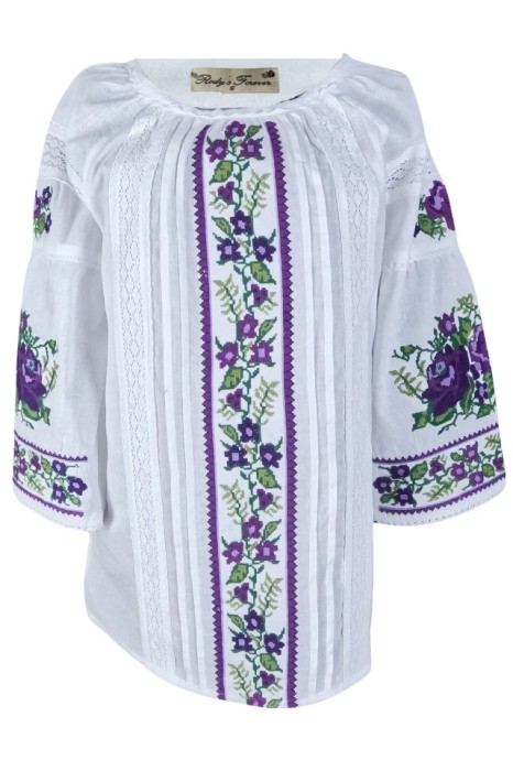 Bluza tip ie dama R24, alb/mov , marimea 2XL