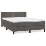 Cumpara ieftin Pat box spring cu saltea, gri inchis, 140x200 cm, catifea