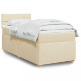 VidaXL Pat box spring cu saltea, crem, 80x200 cm, textil