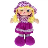 Păpușă Textilă, Păr Blond, Rochie Mov, 29cm, Oem