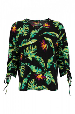 Bluza de dama cu imprimeu tropical, multicolor, S foto