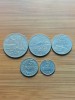 Lot 5 Monede Romania Comunista 1966: 3 Lei, 1 Leu, 25 Bani, 15 Bani, 5 Bani