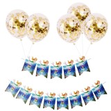 Set 5 Baloane Confetti Aurii + Banner Happy Birthday Ocean Sirena - Decoratiuni Aniversare Copii/Adulti, Petrecere Tematica, Baloane Latex