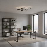 Lustra LED cu telecomanda ORMS Eleganza, 3000K/4000K/6000K, 56W, Metal si Plastic, Negru