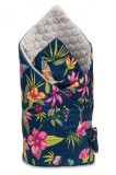 Paturica nou-nascut Sensillo Velvet Wrap Colibri Albastra 75x75 cm