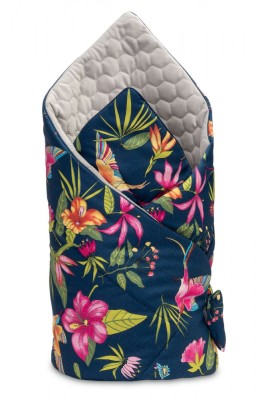 Paturica nou-nascut Sensillo Velvet Wrap Colibri Albastra 75x75 cm foto