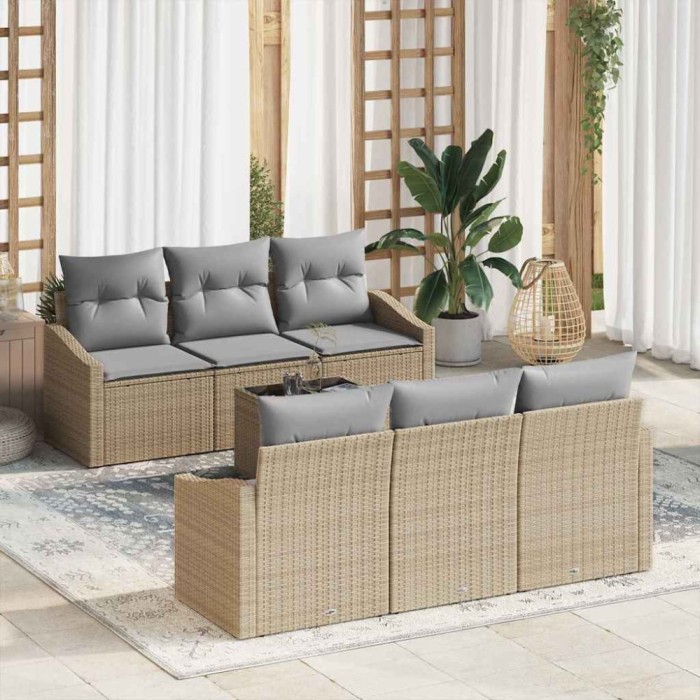 vidaXL Set de canapele pentru grădină 7 pcs Bej și gri 55 x 55 x 37 cm 3355279