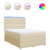 Cumpara ieftin Pat box spring cu saltea, crem, 160x200 cm, material textil