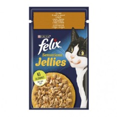 Felix Sensation Adult, hrana umeda pentru pisici, Pui si Morcov, 85 gr