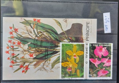 TS21 - Timbre serie S Tome e Principe - 1989 Colita - orhidee - flora foto