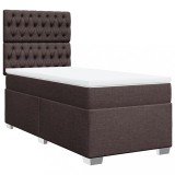 Cumpara ieftin Pat box spring cu saltea, maro inchis, 90x190 cm, textil