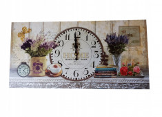 Ceas decorativ de perete, Home Sweet Home, Lavanda, 59 cm, DO12 foto