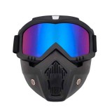 Cumpara ieftin Masca protectie fata Edman ND03 din plastic dur + ochelari ski, pentru sport, lentila colorata