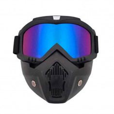 Masca protectie fata Edman ND03 din plastic dur + ochelari ski, pentru sport, lentila colorata