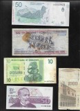 Set 5 bancnote de prin lume adunate (cele din imagini) #282