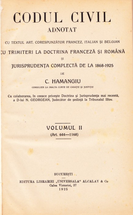 AS - C. HAMANGIU - CODUL CIVIL ADNOTAT, VOL 2