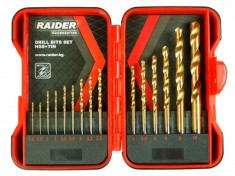 Set burghie titan, HSS TIN ?1.5-10mm 15 piese, Raider Power Tools foto