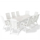 Set mobilier de exterior, 11 piese, alb, plastic GartenMobel Dekor, vidaXL