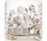 Tapet Marburg tip panel model floral, alb, roz Profi Smart Art Gallery 46923