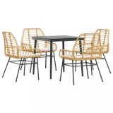 Cumpara ieftin Set mobilier de gradina cu perne 5 piese maro sticla polirattan