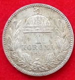 (A311) MONEDA ARGINT UNGARIA - 1 KORONA 1915, FRANZ JOSEPH, STARE FOARTE BUNA, PATINA FRUMOASA