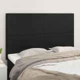 vidaXL Tăblie de pat neagră 144x5x118/128 cm piele ecologică 3116142