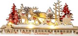 Decoratiune de Craciun cu Mos Craciun pe sanie, 8 LED alb cald