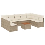 Cumpara ieftin Set canapele de gradina cu perne, 10 piese, bej, poliratan