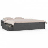 Cadru de pat cu sertare 5FT King Size, gri, 150x200 cm