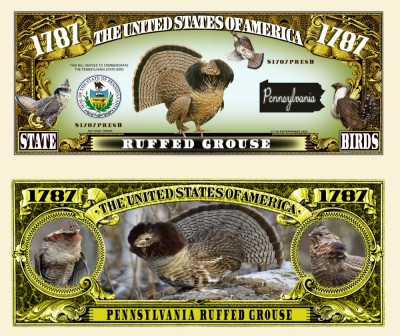!!! SUA = FANTASY NOTE (TJ6) = PENNSYLVANIA , RUFFED GROUSE - 2023 - UNC foto
