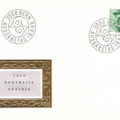 PORTRAITS EFFIGIE ELVETIA 1969 FDC COVER POZA IN RELIEF