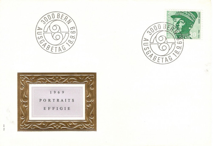 PORTRAITS EFFIGIE ELVETIA 1969 FDC COVER POZA IN RELIEF