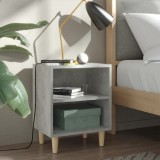 VidaXL Noptiere cu picioare din lemn masiv, 2 buc., gri beton, 40x30x50 cm