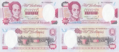 2 &amp;times; 1992 (8 XII), 1,000 Bol&amp;iacute;vares (P-73c) - Venezuela - stare UNC foto