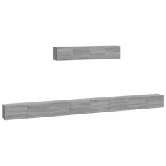 Set dulapuri TV, 6 piese, gri sonoma, lemn prelucrat