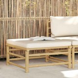 vidaXL Taburet Gradina cu Perna Alb Crem, Bambus 65x65x30cm