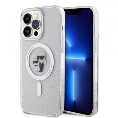 Husa MagSafe pentru Apple iPhone 15 Pro Max, Karl Lagerfeld, Glitter, Transparenta foto