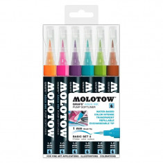 Set markere Molotow Aqua Ink Pump Softliner Basic-Set 2 6 cul/set 1 mm