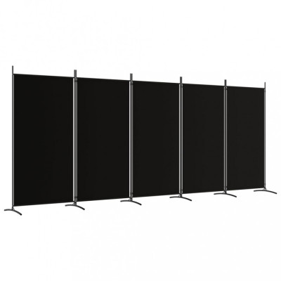 Paravan de cameră cu 5 panouri, negru, 433x180 cm, textil foto