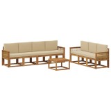 vidaXL Set de canapele de exterior 8 pcs Natural și Bej Poliester 3385059