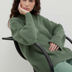 Lovechild pulover de lana femei, culoarea verde