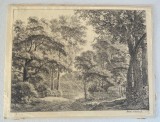 Antonie Waterloo &quot;Peisaj cu arbori&quot; gravura veche